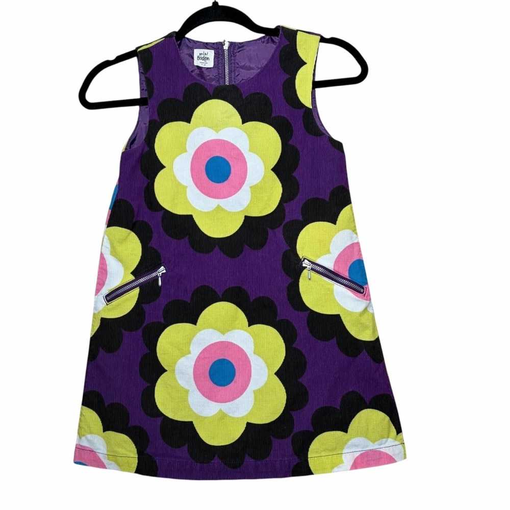 Mini Boden Retro Corduroy Sleeveless Dress 70s Style Size 7-8 Years